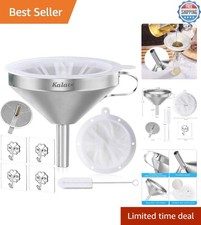 Stainless Steel Funnel Set - 5 Inch with 200 Mesh Strainer for Easy Pouring