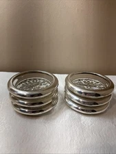 F B Rogers Silver Co. 1883 Sterling Silver & Glass Coaster Set Of 6