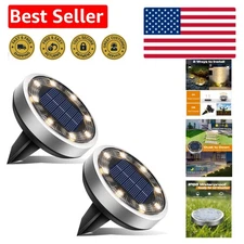 8 LED Solar Disc Lights - 2 Pack Waterproof Ground Lighting for Gardens & Patios