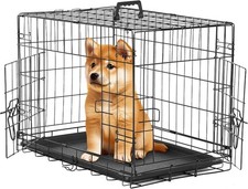Simple Deluxe 24-Inch Small Dog Crate with Divider, Double Door Folding Metal...