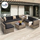 8-Piece Patio Furniture Set, Outdoor Wicker Rattan Sectional with Thick Cushions