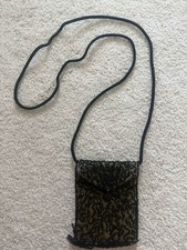 Vintage Black Gold Beaded Evening Bag Purse with Fringe Formal Special Occasion