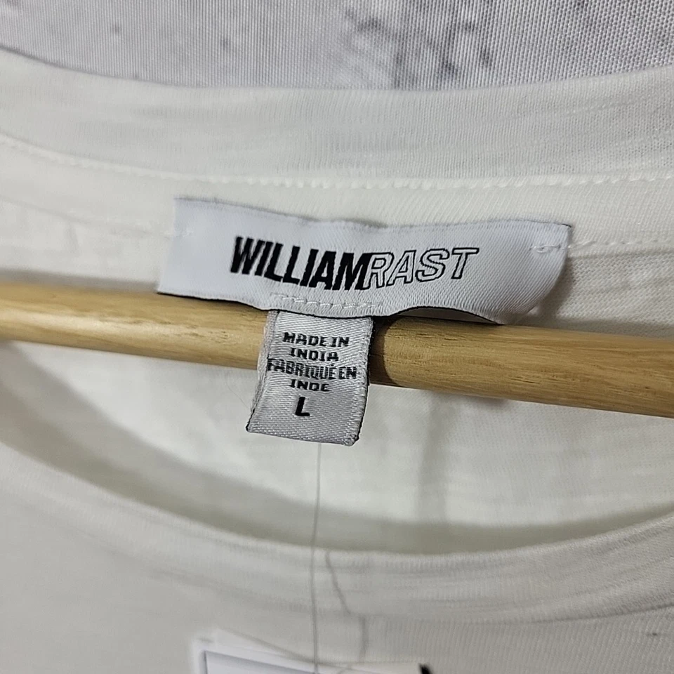 Top William Rast Blanco Algodón Espalda Cruzada Tropical Estampado M Sin Mangas Blanco Foto 3 de 4