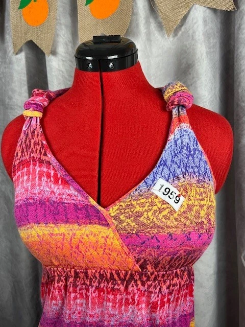 Новые направления женское платье размер маленький розовый многоцветный без рукавов v-образным вырезом - Изображение 2 из 4