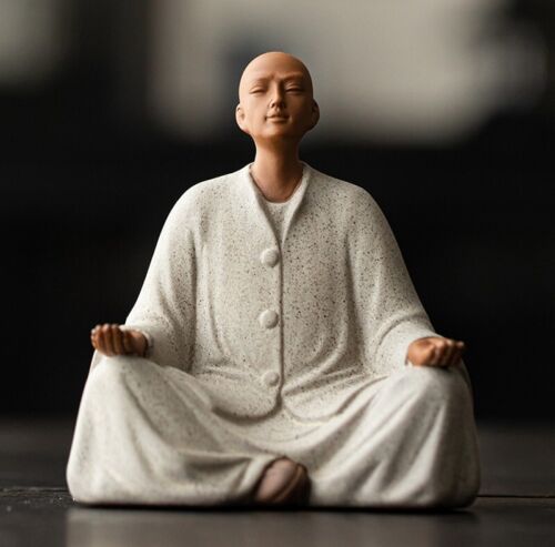 New Chinese Porcelain Meditation Monk Statue Buddha Buddhism Zen Figure Decors - Picture 1 of 3