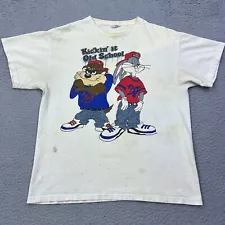 VTG Looney Tunes Bugs Bunny Taz T-Shirt Men's L Grunge Kriss Kross Old School
