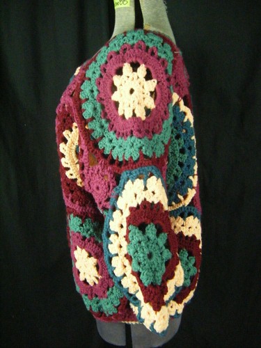 Rare Vtg 70s Afghan Acrylic Crochet Knitted Pullover Sweater-Bust 55/One Size - Picture 6 of 9