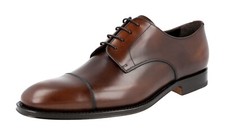 PRADA Cap Toe Derby Dress Shoes - Leather Sole - Brown - NEW -  US 7 EU 40
