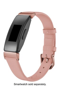 Platinum- Genuine Leather Band for Fitbit Inspire and Inspire 2 HR - Pink