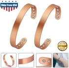 2× Pure Copper Magnetic Bracelet Arthritis Therapy Energy Bangle Pain Relief USA