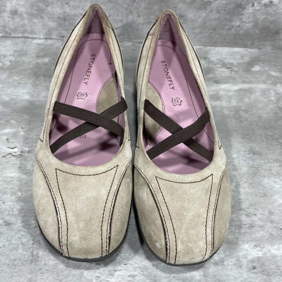 Zapatos Stonefly Beige Gamuza Sin Cordones Estilo Mary Jane Para Mujer Talla US 8 EU 40 Foto 3 de 4