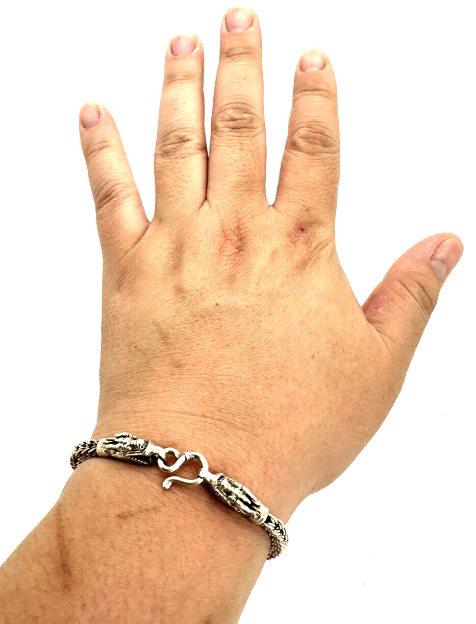 Solid Sterling Silver 925 Double Dragon Head Brac… - image 8