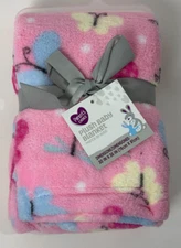 NWT Parents Choice Walmart Pink Butterfly Butterflies Plush Baby Girl Blanket