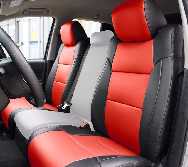 TOYOTA TUNDRA 2014-2020 BLACK/RED S.LEATHER CUSTOM MADE FIT FRONT SEAT