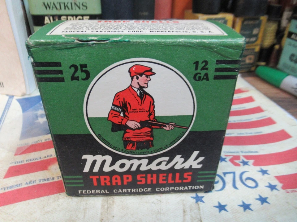 MONARK TRAP SHOTGUN Shot Shell 12 Gauge Federal Cartridge Corp EMPTY Box VINTAGE - Image 4 of 4