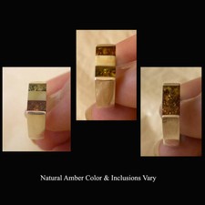 BALTIC MULTICOLOR INLAID AMBER STERLING SILVER HANDMADE UNISEX RING