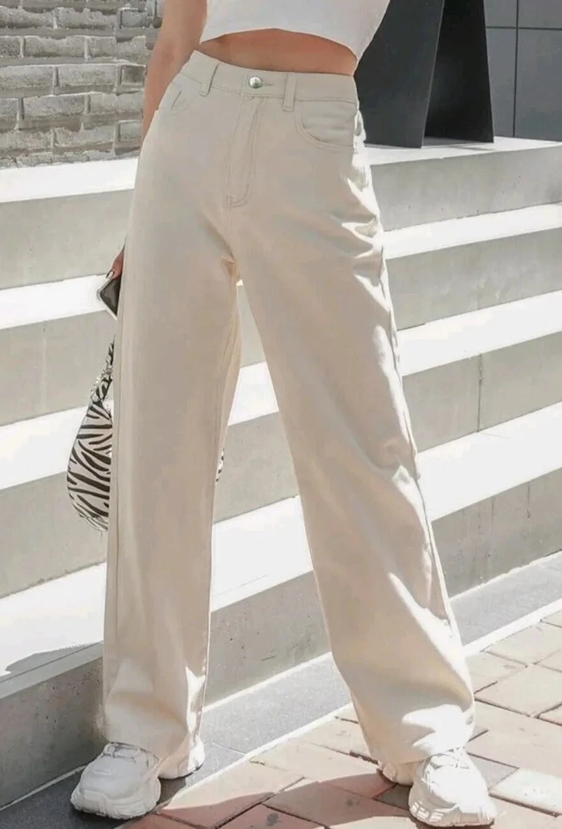 Cream high store waisted jeans