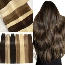 Weft Human Hair Weave Sew In Real Russian Double Weft Hair Full Head Straight