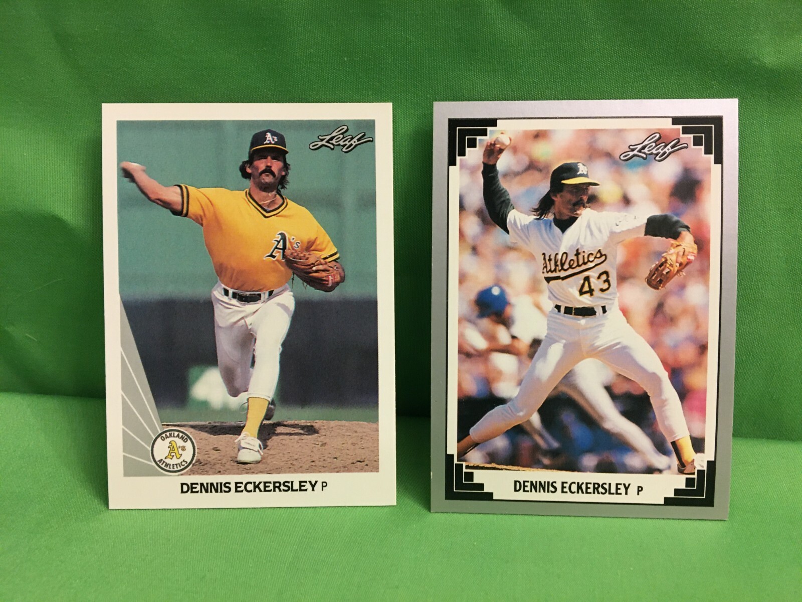 DENNIS ECKERSLEY two different baseball cards, Leaf 1990, Leaf 1991