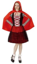 Little Red Riding Hood Wicked Halloween Costume OS Black Red Dress 4 Pc Womens