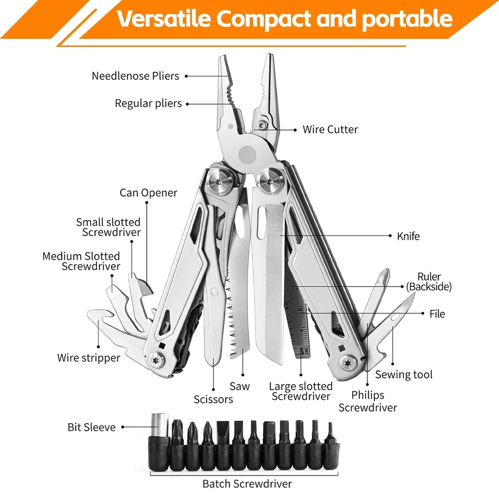 16-in-1 Multi Tool Pliers with Knife Saw Screwdriver Scissors Bottle Opener 16-in-1 Multi Tool Pliers with Knife Saw Screwdriver Scissors Bottle Opener
