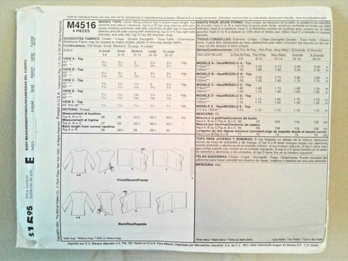 McCalls M4516 M4840 Off Shoulder Poncho Capelet Sheer Blouse Sewing Pattern,4-20 - Picture 3 of 10