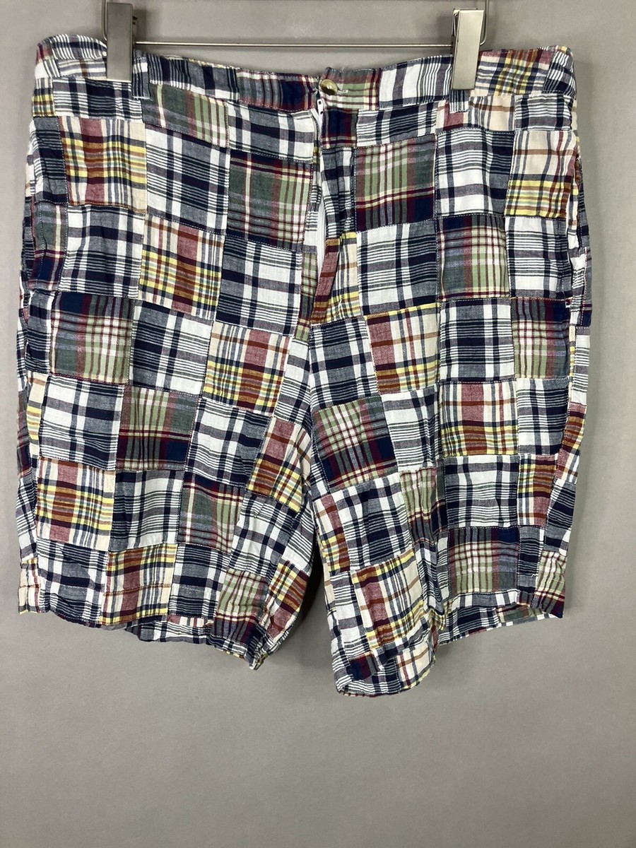 新品半額　65%OFF BARRY BRICKEN MADE IN USA Barry Bricken Flat Front Zip Fly Patchwork Plaid Casual