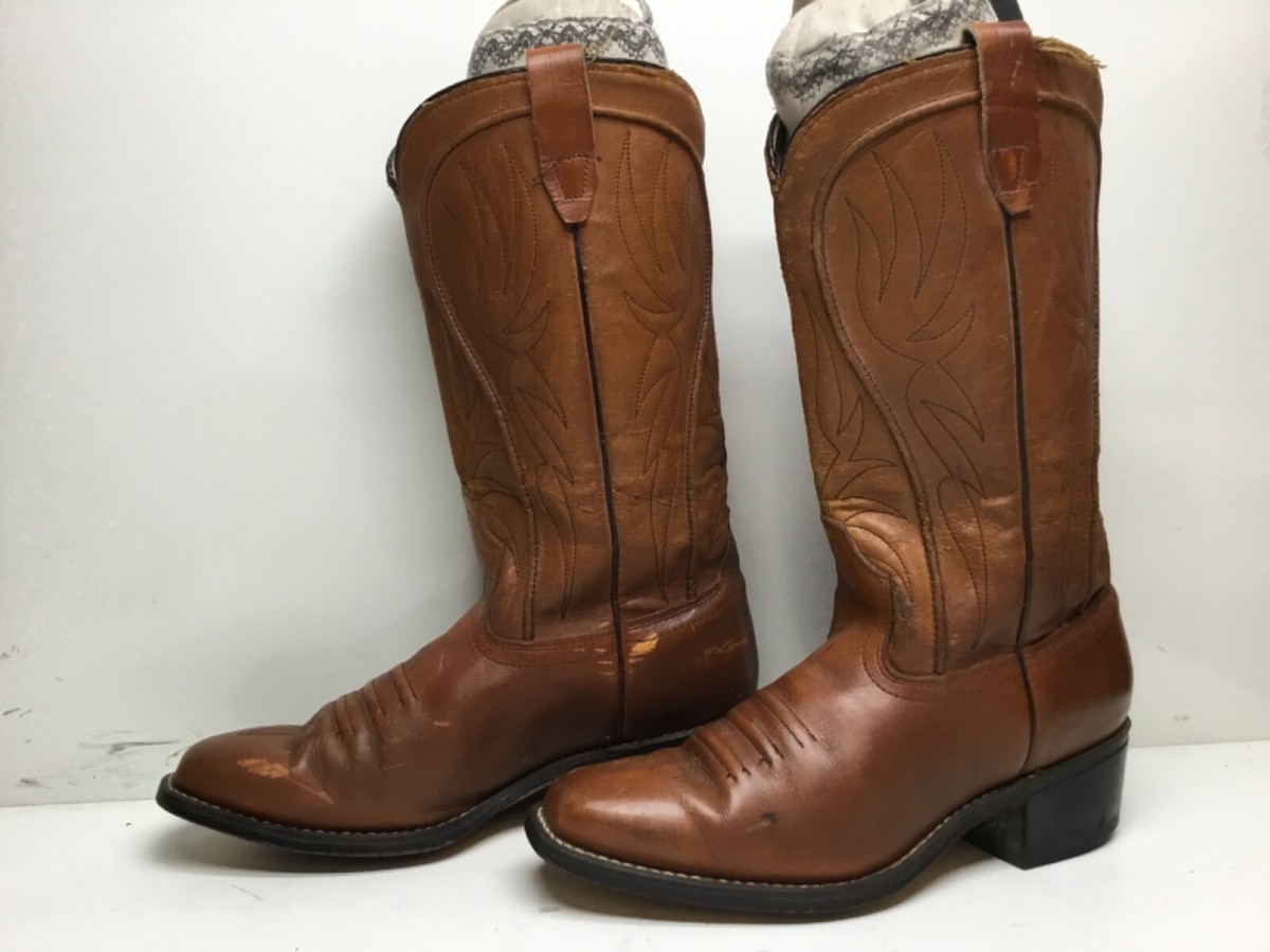 VTG MENS DODGE CITY SNIP TOE COWBOY BROWN BOOTS SIZE 8 D | eBay display picture 2