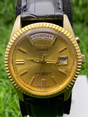 RICOH President 061121 Automatic Fluted Bezel Golden Dial Day/Date