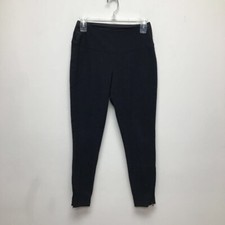 Spanx Womens Leggings Black Mid Rise Stretch Zipper Hem Pockets Elastic Waist S