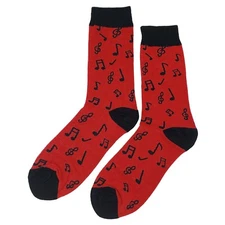 NWT Red Music Dress Socks Novelty Men 8-12 Crazy Fun Sockfly