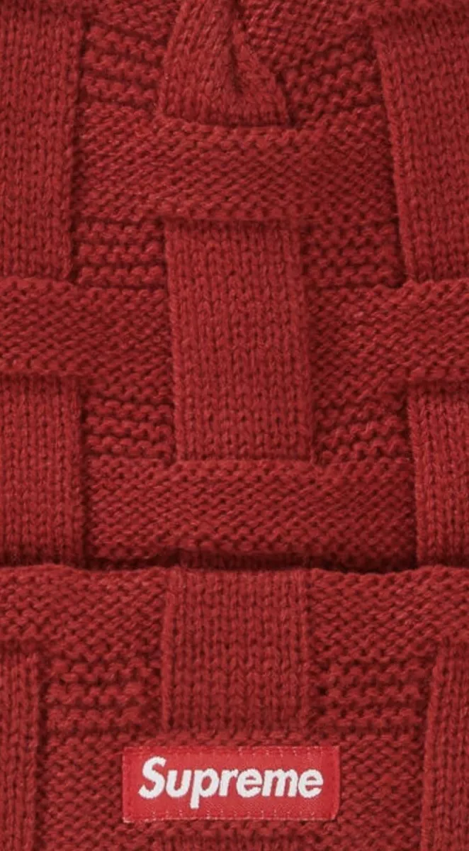 SUPREME New York Basket Weave Beanie CARDINAL RED Winter Hat Cap NEW F/W 2019