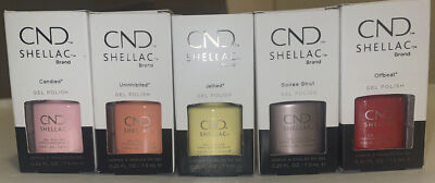 Lot Of 5 Cnd Shellac Gel Polish Salon Size .25 Fl Oz Warm Weather  Colors