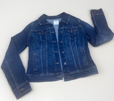 Old Navy Denim Jacket Jean Trucker Women's Small Dark Wash Blue Button Down