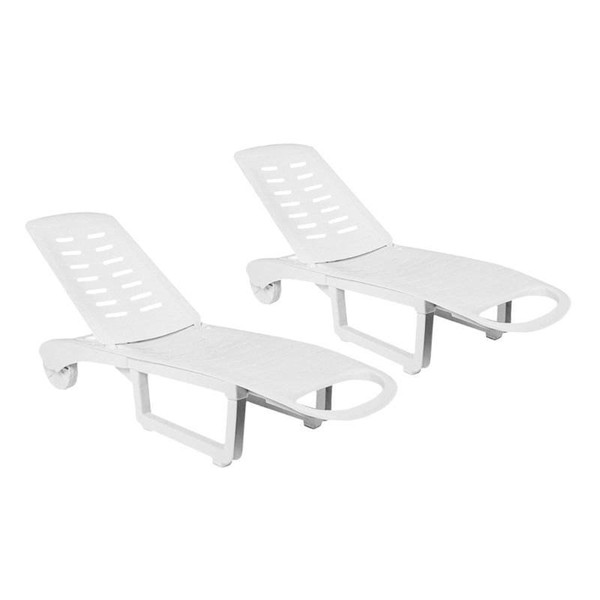 Set of 2 Outdoor Pool Chaise Lounge in White for sale online eBay