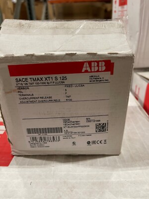 ABB SACE TMAX XT1 S 125 FRAME XT1S 100 AMP TRIP 3 POLE CIRCUIT BREAKER R100