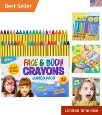 42-Piece Face  Body Crayon Set - Metallic  Classic Colors for Kids' Fun