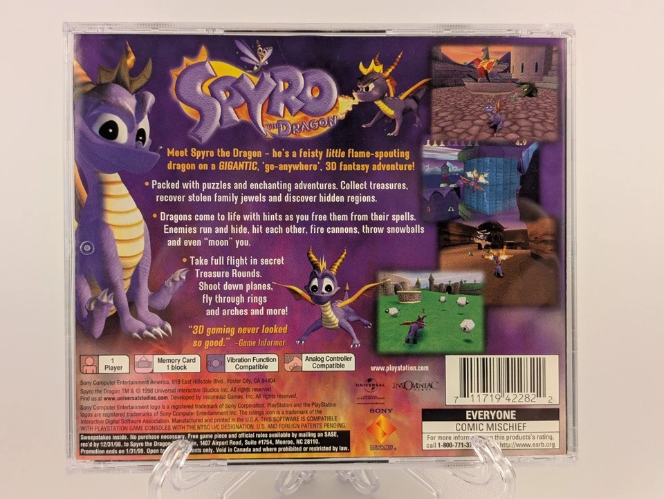 Spyro the Dragon (PlayStation 1/PS1, 1998)➡️CIB Complete - Tested  & Working 🎮 - Image 2 of 4