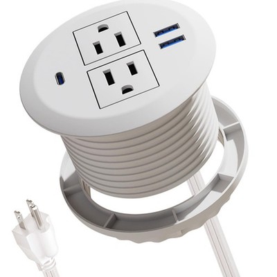 Desktop Power Grommet 3 Inch 20W Fast Charging USB C Recessed Outlet White