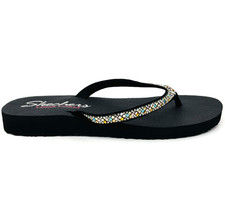 Women 9 Skechers Meditation Yoga Foam Flip Flops Thong Sandals Rhinestone Jewels