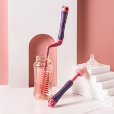 3pcs Baby Milk Bottle Cleaning Brush Set Soft Silicone Different Brush Heads