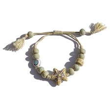 Turquoise Tone Ceramic Beads Tassel Bracelet for Women, Boho Bracelets for Women