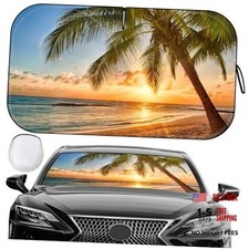 Car Windshield Sun Shade - Foldable Car Sun Shade Coconut Tree - Sunset