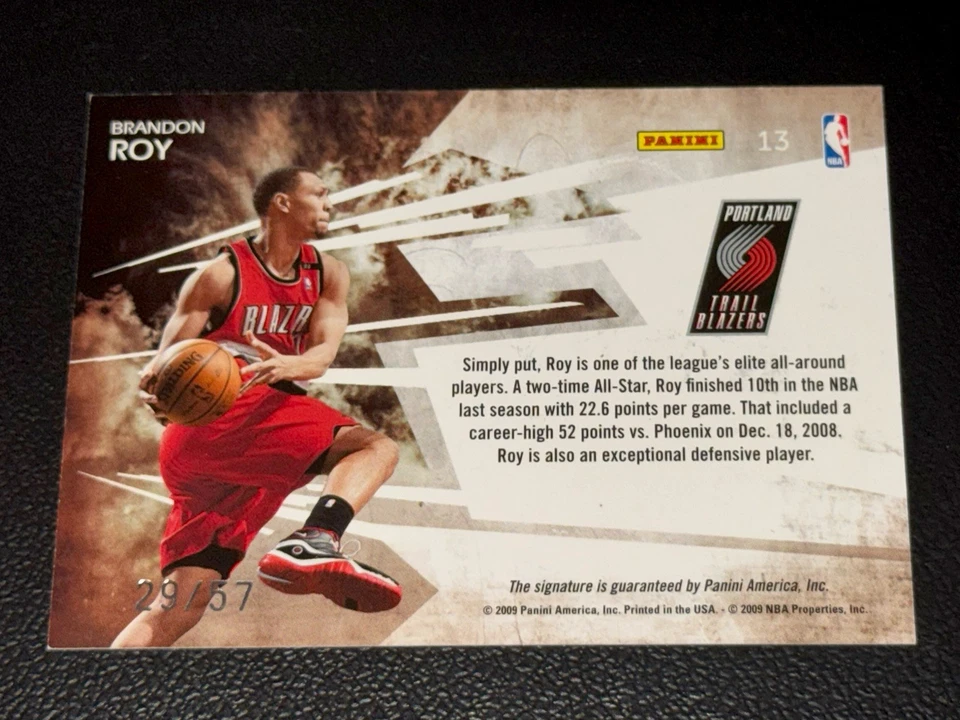 Brandon Roy 2009-10 Prestige Playmakers EN TARJETA ¡Auto/57! #13 ¡Blazers Panini!! Foto 2 de 2