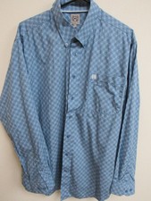 Cinch Blue Geometric AOP Long Sleeve Button Down Western Shirt Large