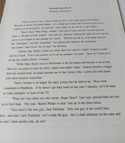 Major League II Movie Promo Press kit - Picture 4 of 9