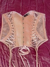 Adore Me Baby Pink Bustier Corset Bra 2X New NWT Boned With Lace
