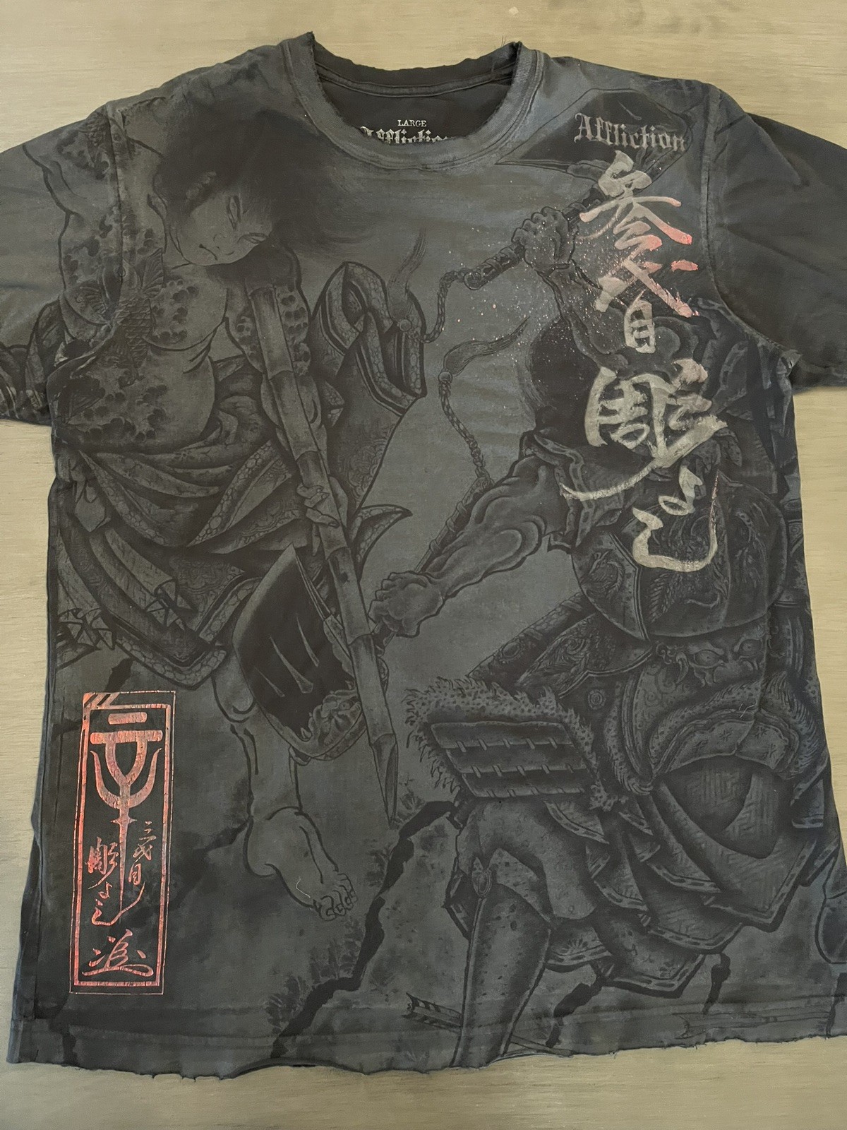 Affliction Heroes & Demons By Horiyoshi III AOP Vintage Y2K T-shirt size L image 2