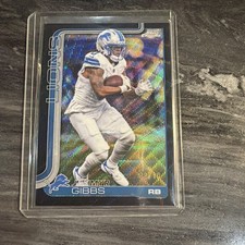 2025 Topps Chrome Football Jahmyr Gibbs Black Wave Refractor /10 Detroit Lions