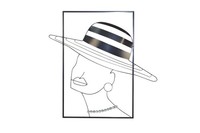Wanddekoration Frau Mit Hut, Schwarz, 70 X 4 X 69 Cm
